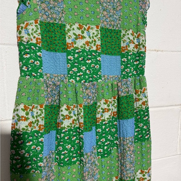 Roolee Green Patchwork Long Modest Midi Dress XXS Boho Prairie Hippie Speing‎ - Picture 4 of 8